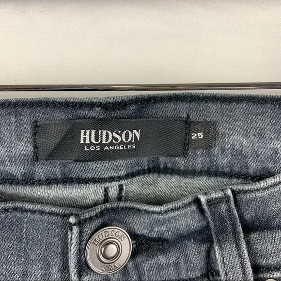 HUDSON Grey Black Nico Mid-Rise Super Skinny Ankle Stretch Jeans - Picture 7 of 12